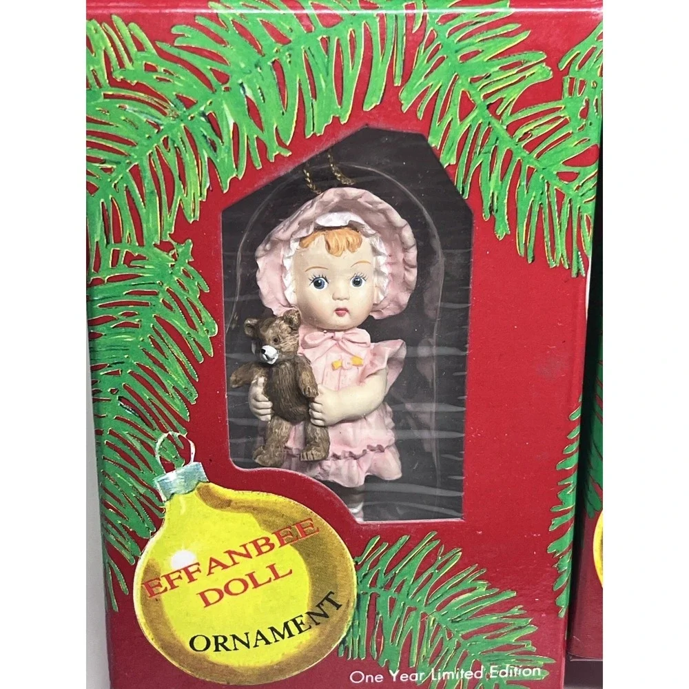 Effanbee Doll Ornaments Set of 4 Limited Edition Cold Cast Resin Vintage Style